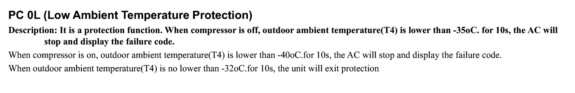 PC 0L (Low Ambient Temperature Protection) workflow